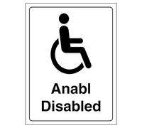 V Safety Welsh/English - Disabled Toilet 200 x 300 mm - 2mm Super-Tough Rigid Plastic Safety Sign