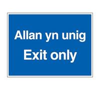 V Safety Welsh/English - Exit Only 600 x 450 mm - Self Adhesive Plastic Free Paper Safety Sign