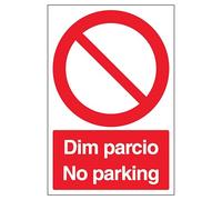 V Safety Welsh/English - No Parking - Portrait 200 x 300mm - 1mm Rigid Plastic Safety Sign