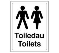 V Safety Welsh/English - Toilets 150 x 200mm - 1mm Rigid Plastic Safety Sign