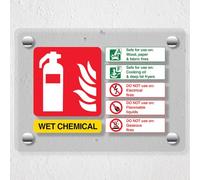 V Safety Wet Chemical Fire Extinguisher - 200 x 150 mm - Acrylic Perspex Cast Clear Safety Sign