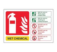 V Safety Wet Chemical Fire Extinguisher - Landscape 150 x 100 mm - Self Adhesive Vinyl - Aluminium Effect Safety Sign