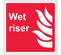 V Safety Wet Riser - Square 100 x 100 mm - Glow In The Dark 1mm Rigid Plastic Safety Sign