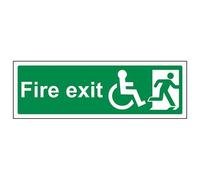 V Safety Wheel Chair Final Fire Exit with Text Man Right Sign - 300mm x 100mm - 1mm Rigid Plastic