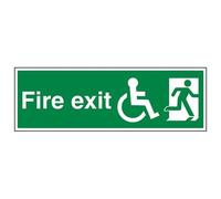 V Safety Wheel Chair Final Fire Exit with Text Man Right Sign - 600mm x 200mm - Self Adhesive Vinyl
