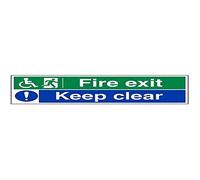 V Safety Wheel Chair Fire Exit/Keep Clear Sign - 600mm x 200mm - 1mm Rigid Plastic