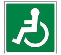 V Safety Wheel Chair Logo Facing Left Fire Exit Sign - 150mm x 150mm - 1mm Rigid Plastic