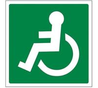 V Safety Wheel Chair Logo Facing Left Fire Exit Sign - 150mm x 150mm - Self Adhesive Vinyl