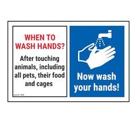 V Safety When To Wash Hands? After Touching...Now Wash Hands! 150 x 100 mm - 3mm Aluminium Composite Safety Sign