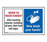 V Safety When To Wash Hands? After Touching Now Wash Hands! - 150mm x 100mm - Self Adhesive Vinyl