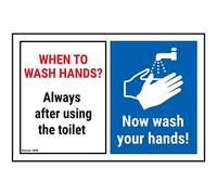 V Safety When To Wash Hands?/Always Af/Now Wash Your Hands! - 150mm x 100mm - Self Adhesive Vinyl