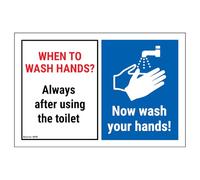 V Safety When To Wash Hands? Always After...Now Wash Your Hands! 150 x 100 mm - 3mm Brushed Aluminium Composite Safety Sign