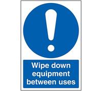 V Safety Wipe Down Equipment Between Uses - 200mm x 300mm - Self Adhesive Vinyl