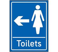 V Safety Womens Toilets Arrow Left Sign - 150x200 mm - 2 mm Super Strong PETG