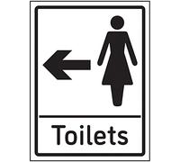 V Safety Womens Toilets Arrow Left Sign - 150x200mm - 3mm Brushed Aluminium Composite