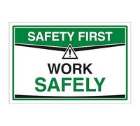 V Safety Work Safely 300 x 200 mm - 2mm Super-Tough Rigid Plastic Safety Sign