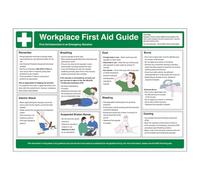 V Safety Workplace First Aid Guide Safety Poster 420 x 594 mm (A2) - Standard 0.2mm Flexi-Plastic Safety Sign