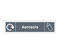 V Safety WRAP - Aerosols Recycling - Slim Landscape 250 x 60 mm - Self Adhesive Vinyl Safety Sign