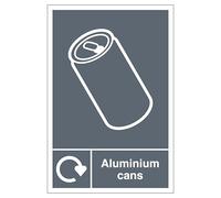 V Safety WRAP - Aluminium Cans Recycling 200 x 300mm - 2mm Rigid Plastic Safety Sign