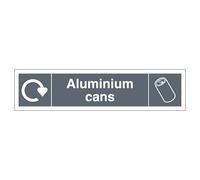V Safety WRAP - Aluminium Cans Recycling - Slim Landscape 250 x 60 mm - 1mm Rigid Plastic Safety Sign