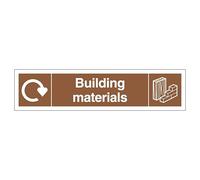 V Safety WRAP - Building Materials Recycling - Slim Landscape 250 x 60 mm - 2mm Rigid Plastic Safety Sign