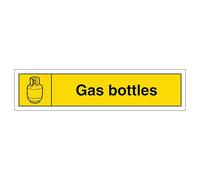 V Safety WRAP - Gas Bottles Recycling - Slim Landscape 250 x 60 mm - 1mm Rigid Plastic Safety Sign