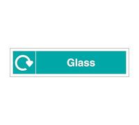 V Safety WRAP - Glass Recycling - Slim Landscape 250 x 60 mm - 2mm Rigid Plastic Safety Sign