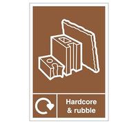 V Safety WRAP - Hardcore And Rubble Recycling 200 x 300mm - 1mm Rigid Plastic Safety Sign