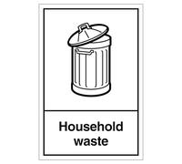 V Safety WRAP - Household Waste Recycling 200 x 300mm - 1mm Rigid Plastic Safety Sign