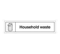 V Safety WRAP - Household Waste Recycling - Slim Landscape 250 x 60 mm - 2mm Rigid Plastic Safety Sign
