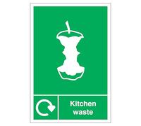V Safety WRAP - Kitchen Waste Recycling 200 x 300mm - 2mm Rigid Plastic Safety Sign