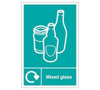V Safety WRAP - Mixed Glass Recycling 210 x 297 mm (A4) - 2mm Rigid Plastic Safety Sign
