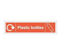 V Safety WRAP - Plastic Bottles Recycling - Slim Landscape 250 x 60 mm - 2mm Rigid Plastic Safety Sign