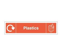V Safety WRAP - Plastics Recycling - Slim Landscape 250 x 60 mm - 2mm Rigid Plastic Safety Sign