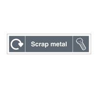 V Safety WRAP - Scrap Metal Recycling - Slim Landscape 250 x 60 mm - 1mm Rigid Plastic Safety Sign