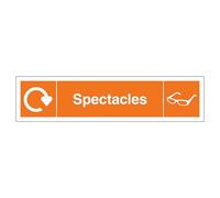 V Safety WRAP - Spectacles Recycling - Slim Landscape 250 x 60 mm - 2mm Rigid Plastic Safety Sign