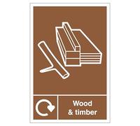 V Safety WRAP - Wood And Timber Recycling 200 x 300mm - 2mm Rigid Plastic Safety Sign