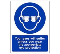 V Safety Your Eyes Will Suffer - Portrait 150 x 200 mm - Self Adhesive Vinyl - Aluminium Effect Safety Sign