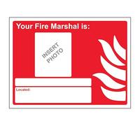 V Safety Your Fire Marshal Is: - Landscape 300 x 200 mm - 3mm Aluminium Composite Safety Sign