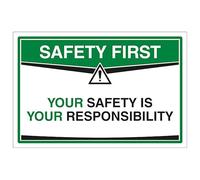 V Safety Your Safety Is Your Responsibility 300 x 200 mm - 2mm Super-Tough Rigid Plastic Safety Sign