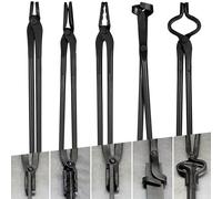 V-SEK Blacksmith Tongs Knife Making Tongs Set V-Bit Blade Tongs, Flat Tongs, Blade Tongs, Square Jaw Tongs, Wolf Jaw Tongs, Assembled Blacksmithing Bladesmith Steel Forge Tongs (5PCS)
