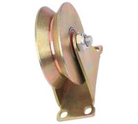 V Shape Bracket Wire Rope Pulley Block 4 Inch Iron Golden | Mounted Traction Wheel for Construction and Lifting Work, Sturdy Load Bearing Design, Reduces Vibration