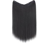 V Shape Clip in Hair Extension 50cm Black Fiber for Women | Natural Looking Blend, Easy Attachment, Thin or Short Hair, Daily Life and Costume Parties