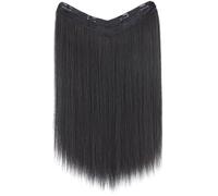 V Shape Clip in Hair Extension for Women 60cm Black Halloween | High Temperature Fiber, Natural Looking Straight Style, Parties and Hiking, Hair Decoration