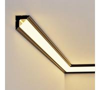 V Shape Crown Molding Lighting Aluminum Profile, Linear Light Baseboard Trim LED Diffuser, Ceiling Wall Corner LED Channel Surface Mounted(Black,11m(36.1ft))