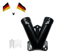 V Shape Double Flag Pole Bracket Holder for Outdoor Use, Heavy Duty Aluminum Alloy Flagpole Mount with Anti-Falling Design, Dual Slot for Two Flags(Black)