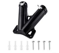 V Shape Double Flag Pole Bracket Holder, Heavy Duty Aluminum Alloy, Dual Slots, Outdoor Wall Mount, Black/White(Black)