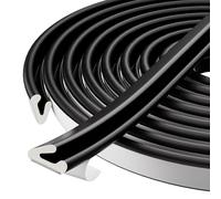 V-Shape Foam Draught Excluder for Doors Frame Small Gaps,Self Adhesive Weather Stripping Door Seal,Anti-Collision Door Soundproof and Insulation Strip-Blocks Light,Cold Air,Dust & Noise(2Pcs×8M,Black)