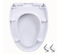 V Shape Soft Close Toilet Seat with Quick-Release Cover, 360° Adjustable Stainless Hinge, White PP Lid, 36.5x46cm, Installation Hole Di 11-18cm