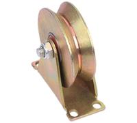 V Shaped Bracket Rope Pulley Block 4 Inch Iron Golden | Mounted Traction Wheel, Household Ceiling Use, Vibration Reducing, Sturdy Load Bearing, Long Term Service